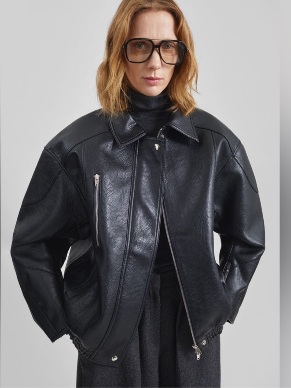 The Frankie shop ENORA FAUX LEATHER JACKET - BLACK size XS/S
